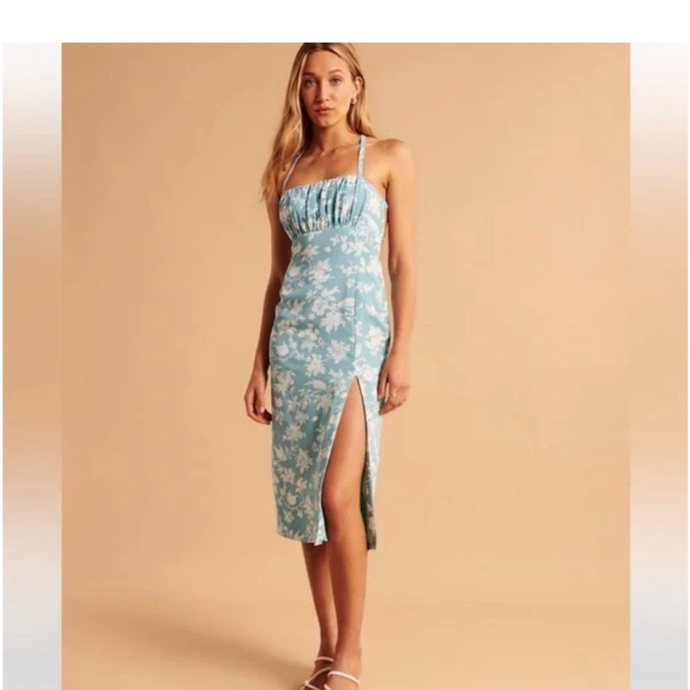 Floral Blue Midi Dress